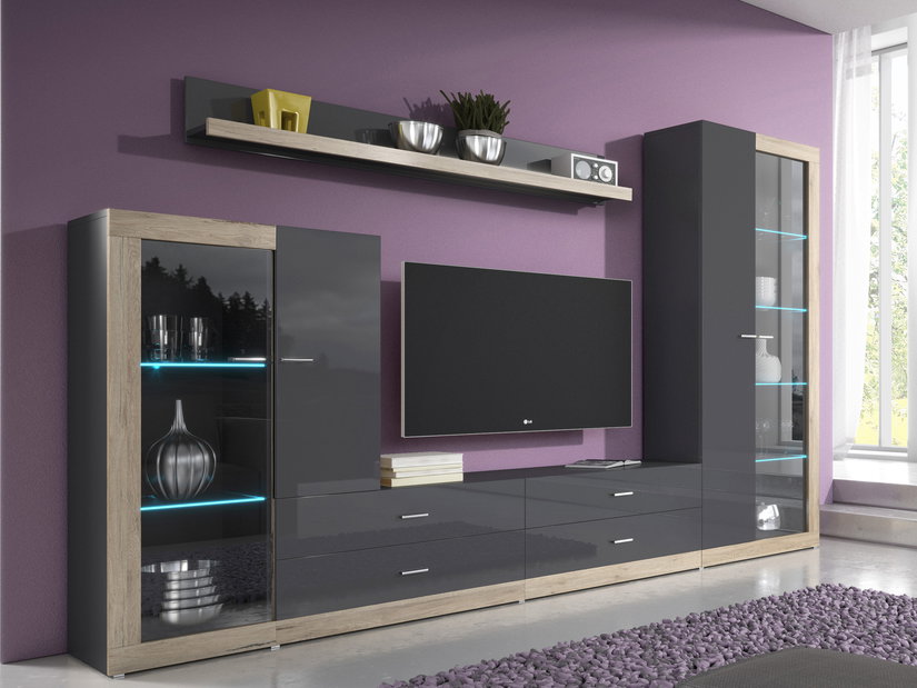 Obývacia stena Talia Typ 10 (antracit + dub san remo svetlý)