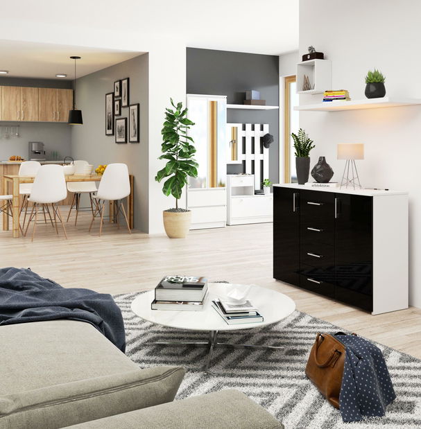 Comodă Kiran (negru lucios)