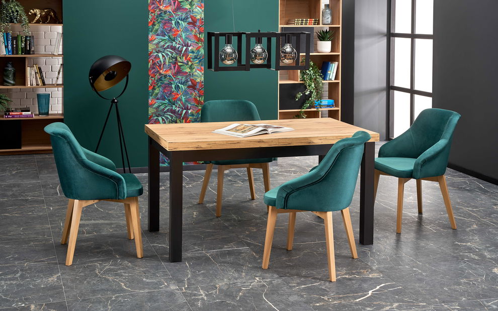 Masă de sufragerie Tango (stejar craft + negru)