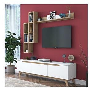 Mobilier living Mitevu 2 (alb + Nuc) 