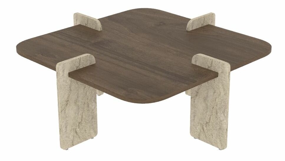Konferenčný stolík Poalo (orech + travertín)