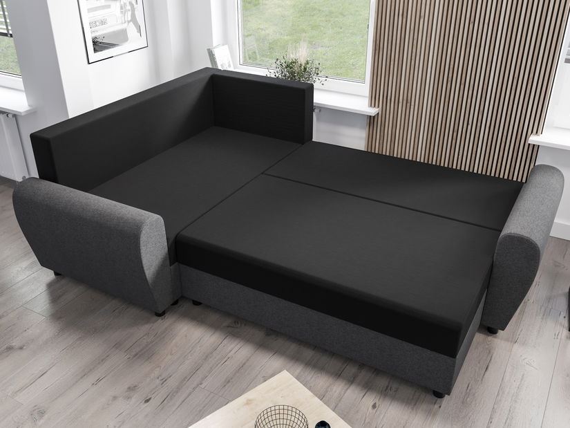 Sarok ülőgarnitúra Fleur Plus (fekete + szürke) (B)