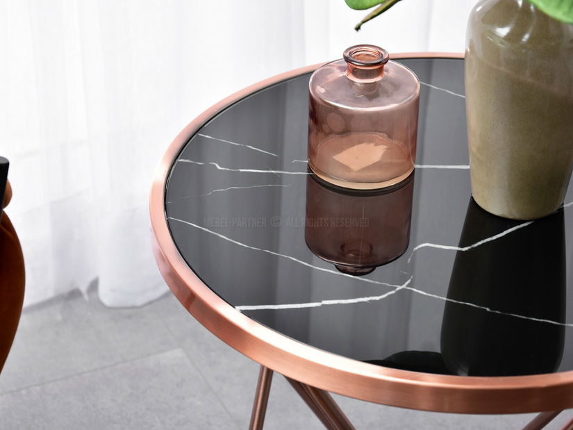 Dohányzóasztal Armin S (fekete márvány + réz)