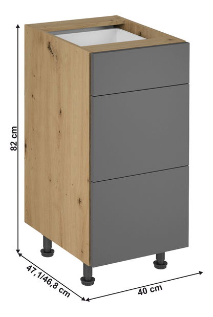 Spodná skrinka Langari D40S3 (dub artisan + sivý mat)