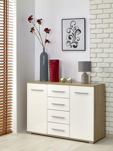 Komoda Vida KM-4 (bijela + hrast sonoma)
