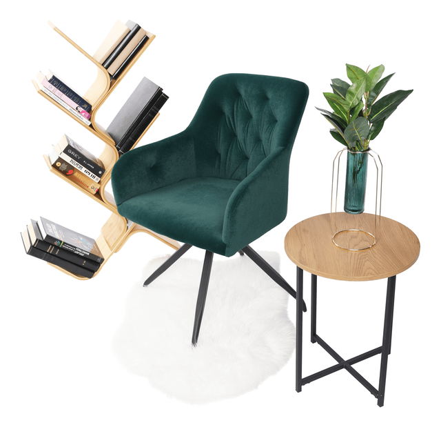 Dizajnové otočné kreslo Vavien (zelená)