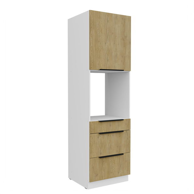 Dulap bucătărie pentru cuptor Carminia 60 DPS-210 3S1F PREMIUM BOX (stejar cremona + alb)