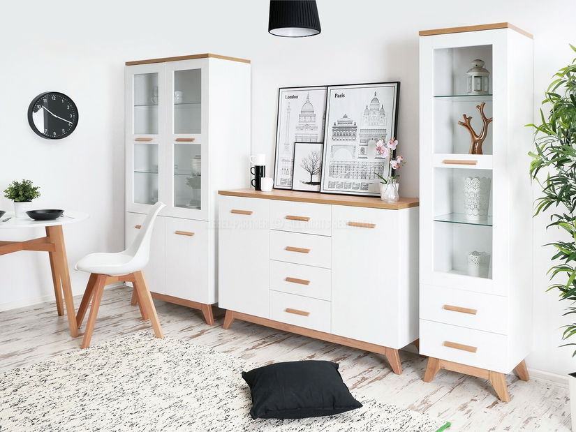 Namještaj za blagovaonicu Bajas 02 (bijela + hrast)