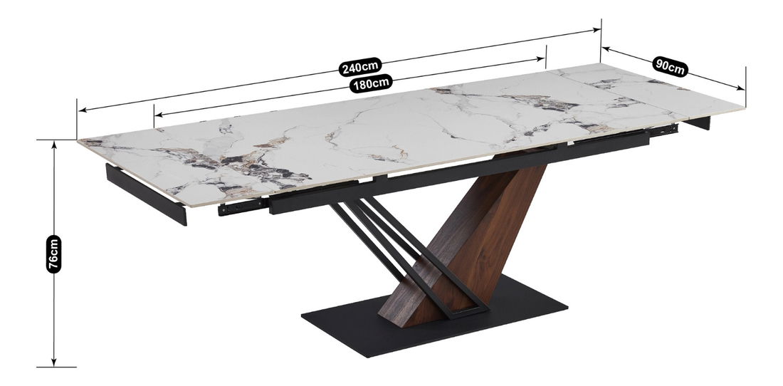 Rozkladací jedálenský stôl Rixy (biela + orech) (pre 6-8 osôb)