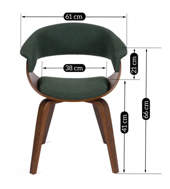 Étkezőszék Generosas 2 (sötétzöld + dió) 
