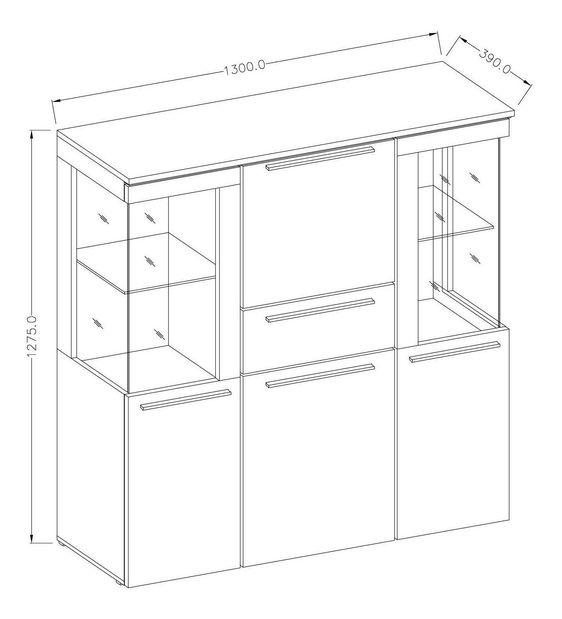 Vitrin Indiko Typ 46 (schiefer) (világítással)