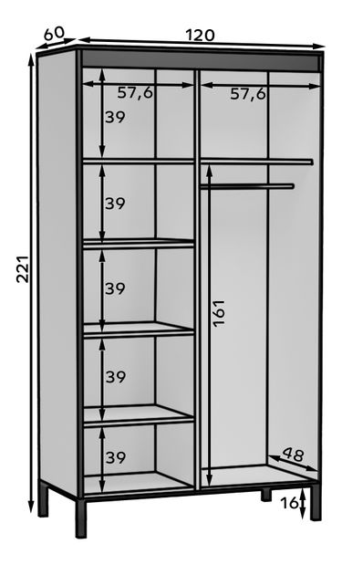 Dulap de haine Bellen (alb) (cu oglindă)