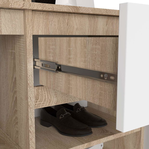 Mobilier hol Enteruno (stejar sonoma + alb) (cu oglindă)