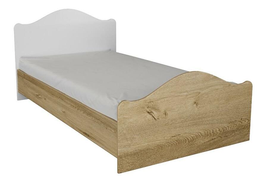 Egyszemélyes ágy 90 cm Bikavi 2 (tölgy + fehér) (ágyráccsal)