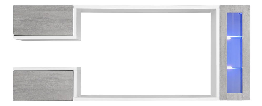 Set za dnevni boravak Gwyn 29 BTW GX (beton + bijela) (s rasvjetom)