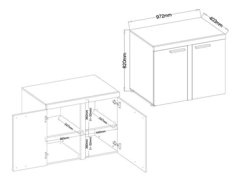 Comodă Rudby 2F (Alb + beton)
