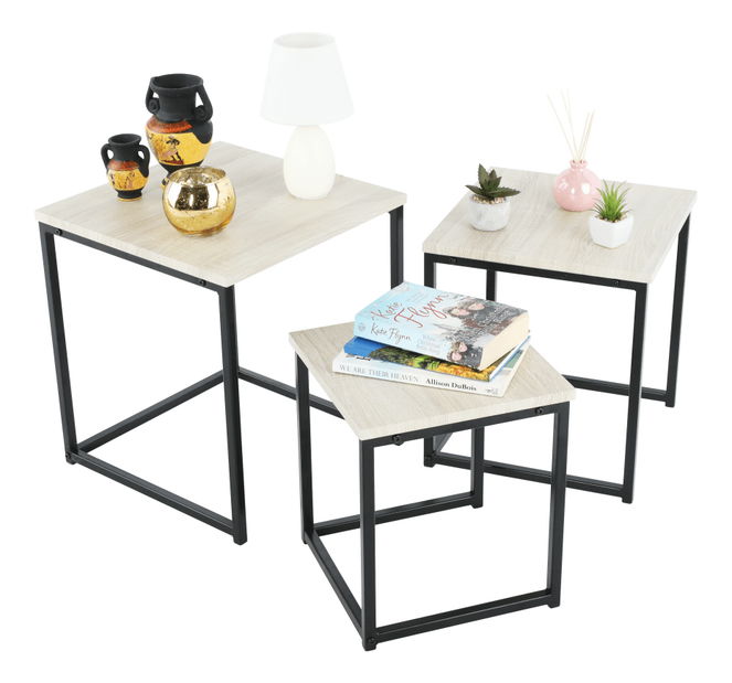 Set 3 buc mese de cafea Kastty typ 3 (stejar sonoma + negru) 