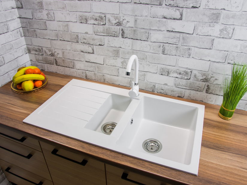 Kuchynský drez Altava (biela) (s 2 otvormi pre batériu) (L)
