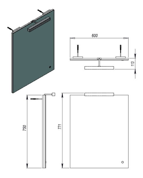 Zrkadlo Juventa Zlata ZlM-65 W (s poličkou, LED osvetlením a pohybovým senzorom)