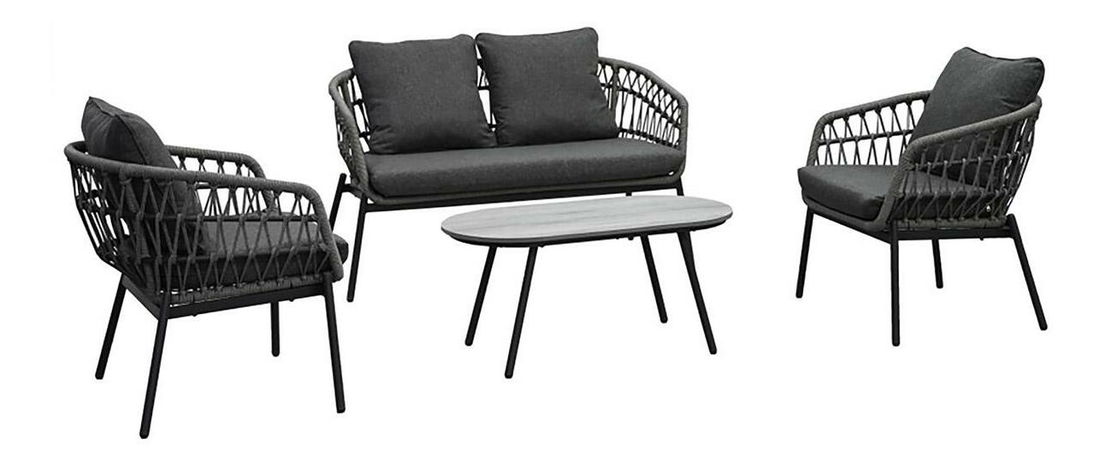 Záhradná zostava Artefactos (antracit + tmavosivá) (pre 4 osoby)