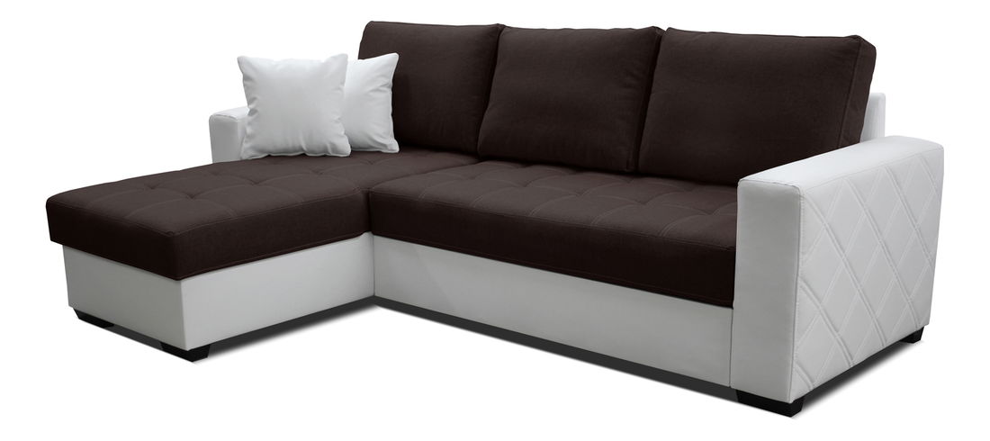 Rohová sedačka Faro L+2F (tmavohnedá + biela) (L)