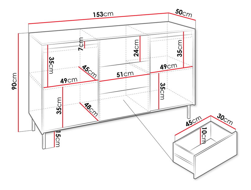 Comodă Somkera 2D3SZ (Negru) *resigilat