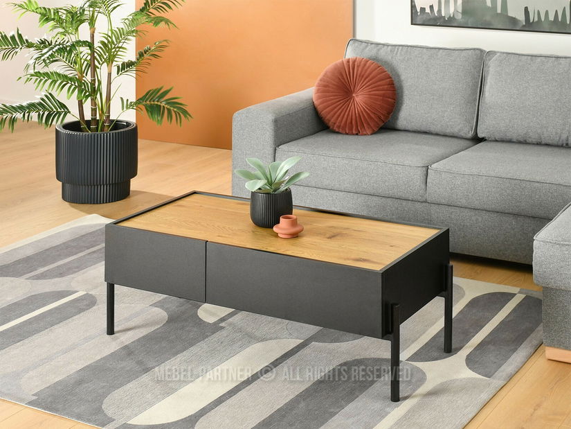 Stolić za kavu Bertina L (hrast + crna)