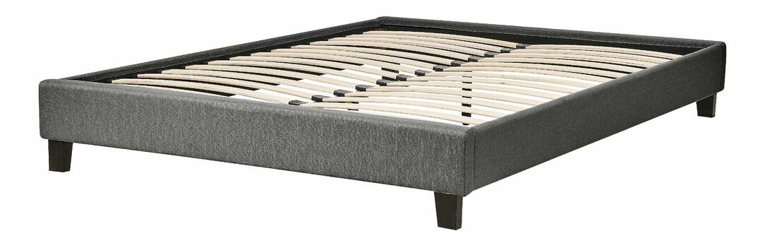 Pat matrimonial 140 cm ROXENNE (cu somieră) (gri)