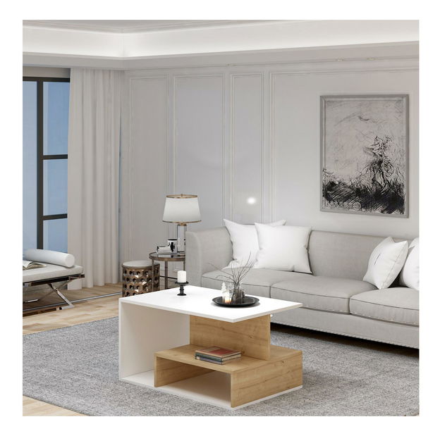 Konferenčný stolík Veriana (biela + dub)