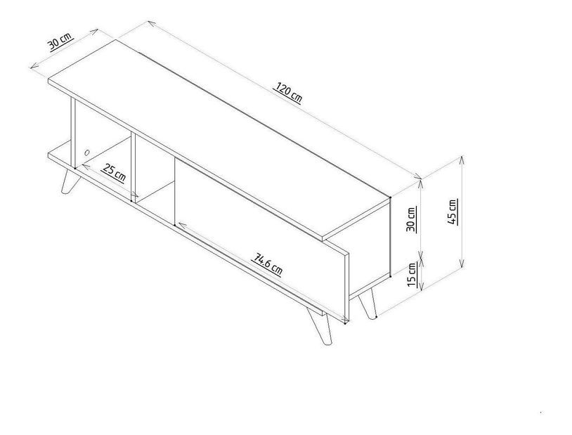 TV asztal/szekrény Tavuki (zafír tölgy + márvány)