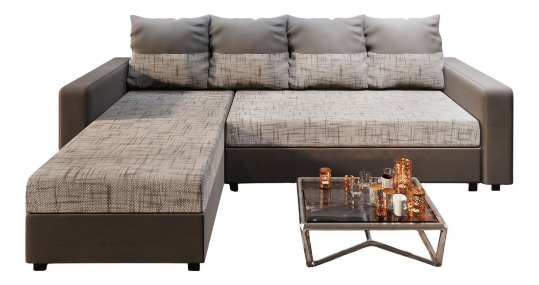 Rohová sedačka Ardait (melírovaná svetlosivá + tmavosivá) (L)