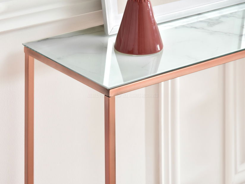 Măsuță consolă Bella Kons (marmură albă + cupru)