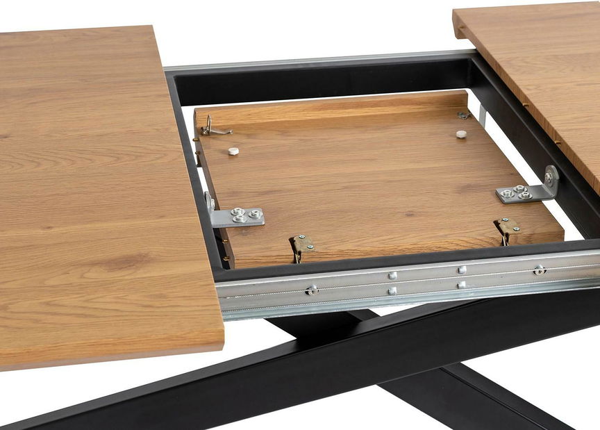 Rozkladací jedálenský stôl Hinchandose (dub zlatý + čierna) (pre 6-10 osôb)