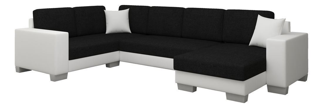 Rohová sedačka U Marco U (čierna + biela) (P)