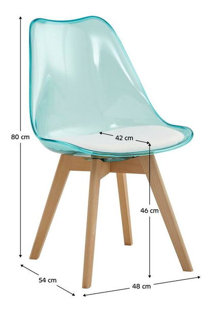 Scaun sufragerie Bralla 2 (transparent + verde + fag + alb) 