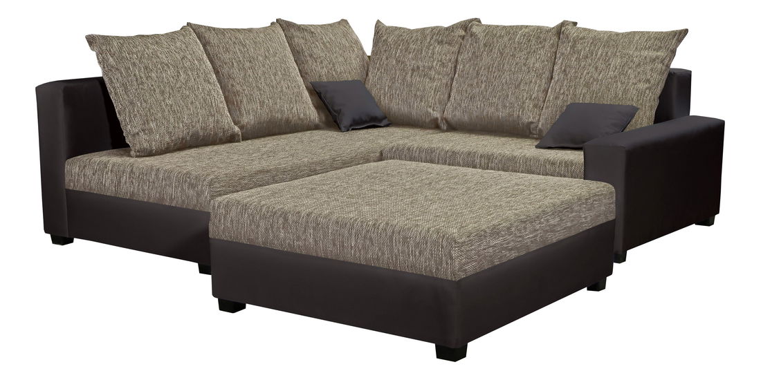 Rohová sedačka Monarda (béžová + hnedá) (s taburetkou) (L)