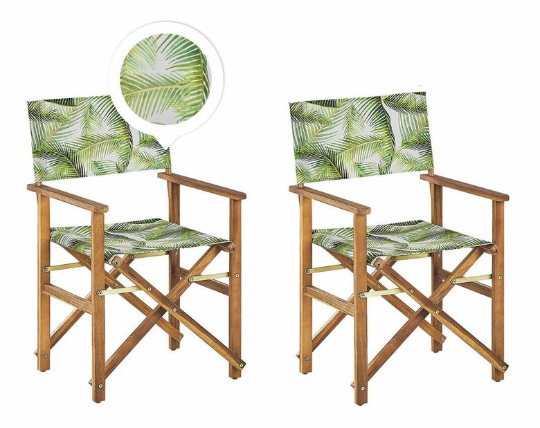 Set 2 buc șezlong de grădină cu huse de rezervă Ciala (gri + model tropic)