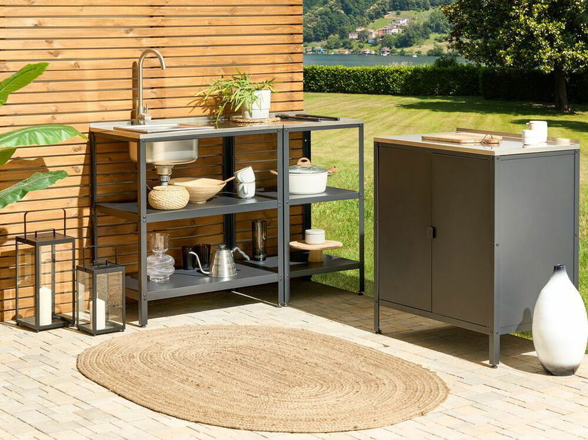 Kuchynský ostrovček do záhrady Vianney (čierna) (s drezom)