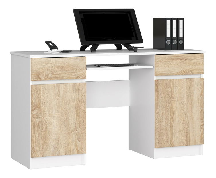 PC stolík Bahadur (biela + dub sonoma)