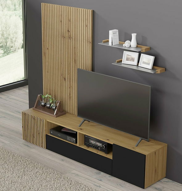 Set za dnevni boravak Aurella A (crna + hrast artisan)