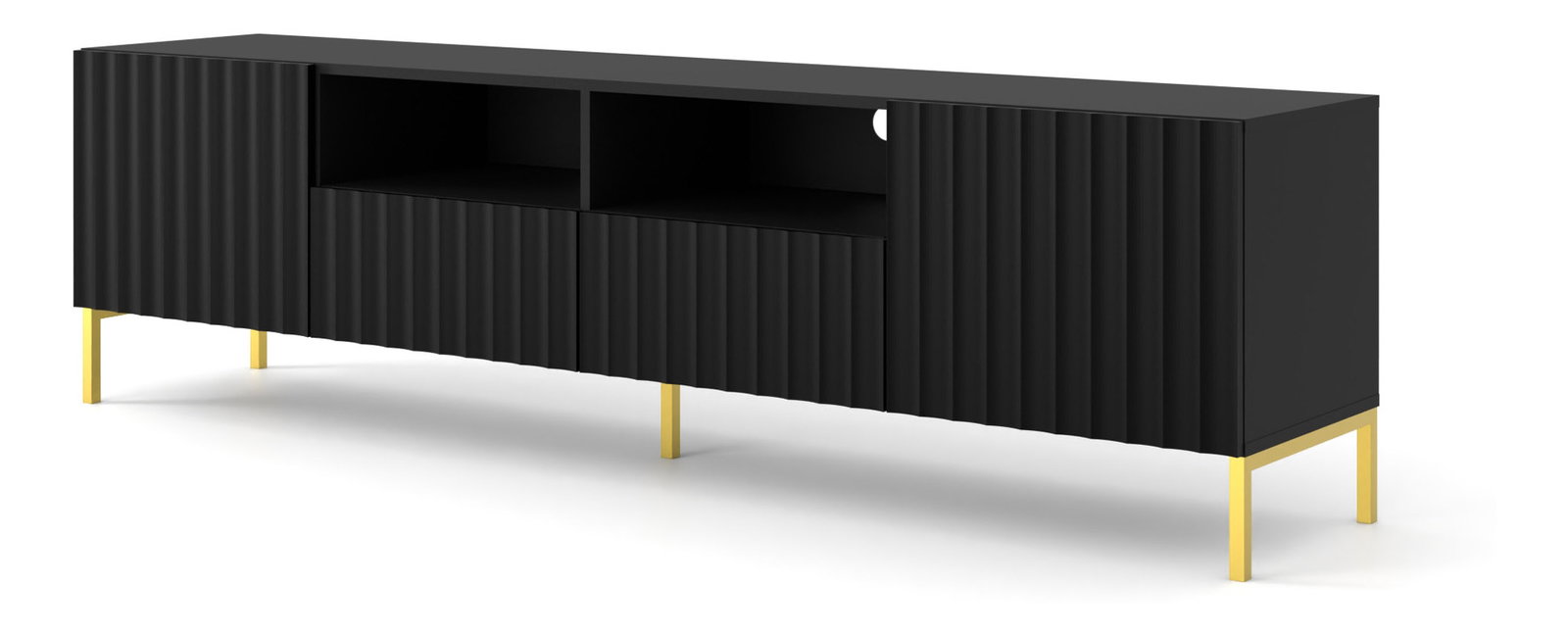 TV stolík/skrinka 200 2D2S Warsaw (čierna + zlatá)