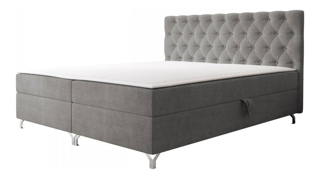 Franciaágy 200 cm Jenaks 2 (szürke) (ágyráccsal és matraccal) (tárolóhellyel)