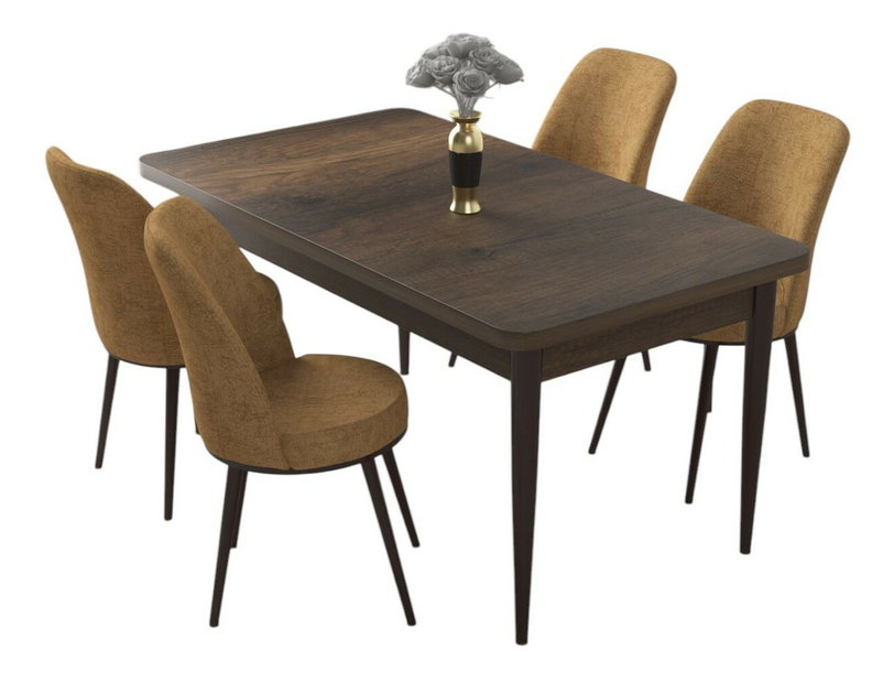 Set dining Nilla 1 (nuc baroc + cappuccino) (pentru 4 persoane)