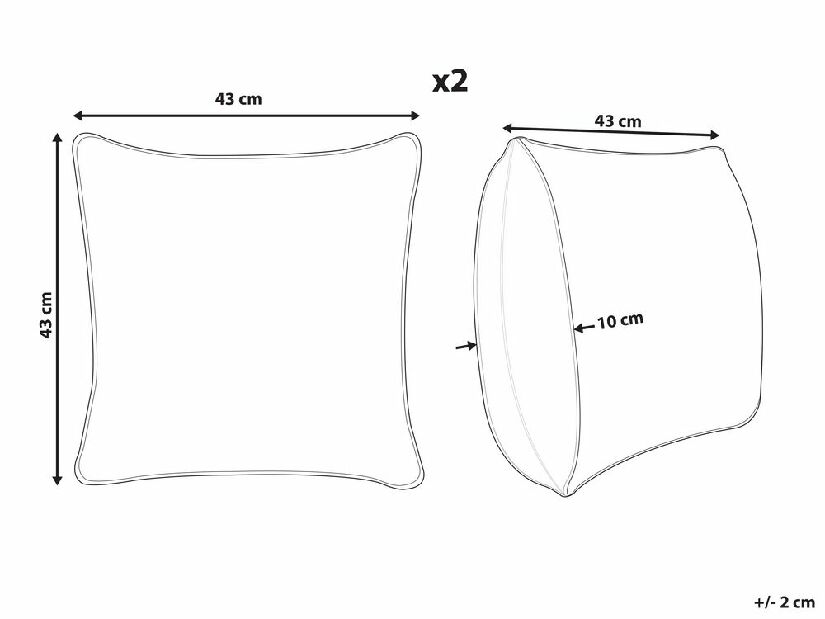 Sada 2 ozdobných vankúšov 43 x 43 cm Milie (biela)