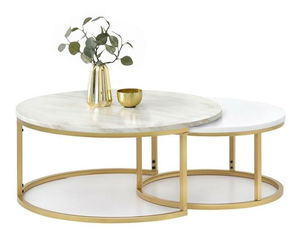 Konferenčný stolík Kolja Zest Xl (béžová + zlatá)