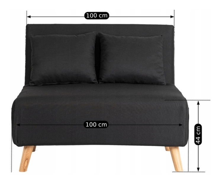 Fotelja na razvlačenje Motecacleta 2 (crna) 