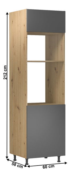 Visoki kuhinjski ormarić za aparate D60PM Langari (hrast artisan + siva mat)