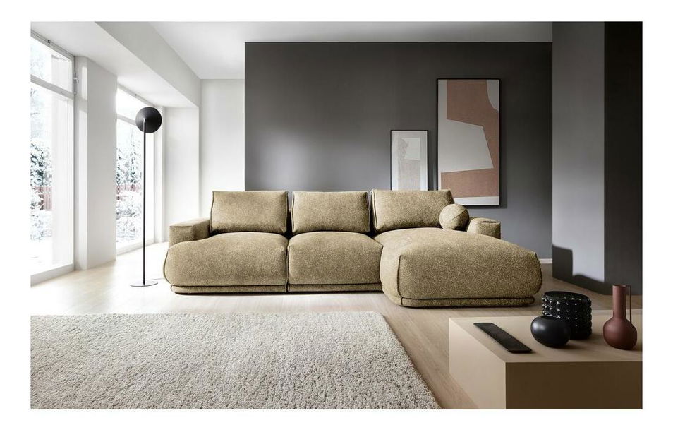 Rohová sedacia súprava Dita (P) (béžová + čierna)