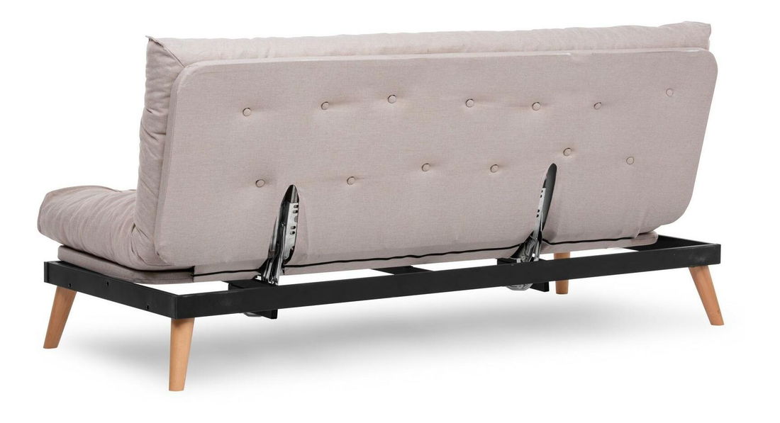 Rozkladacia pohovka Sakotta (krémová + drevo)