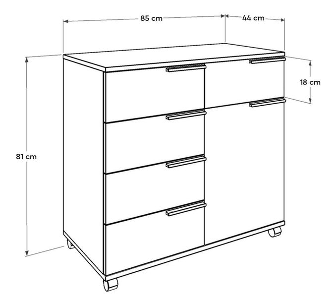 Comodă cu roți Aderyn 2 (alb)